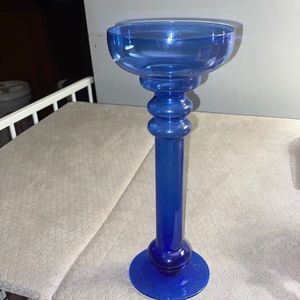 Cobalt Blue Glass Art Taper Floating Candle Holder